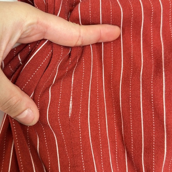 Torrid Rust Orange Stripe Challis Wide Leg Jumpsuit - Picture 15 of 15